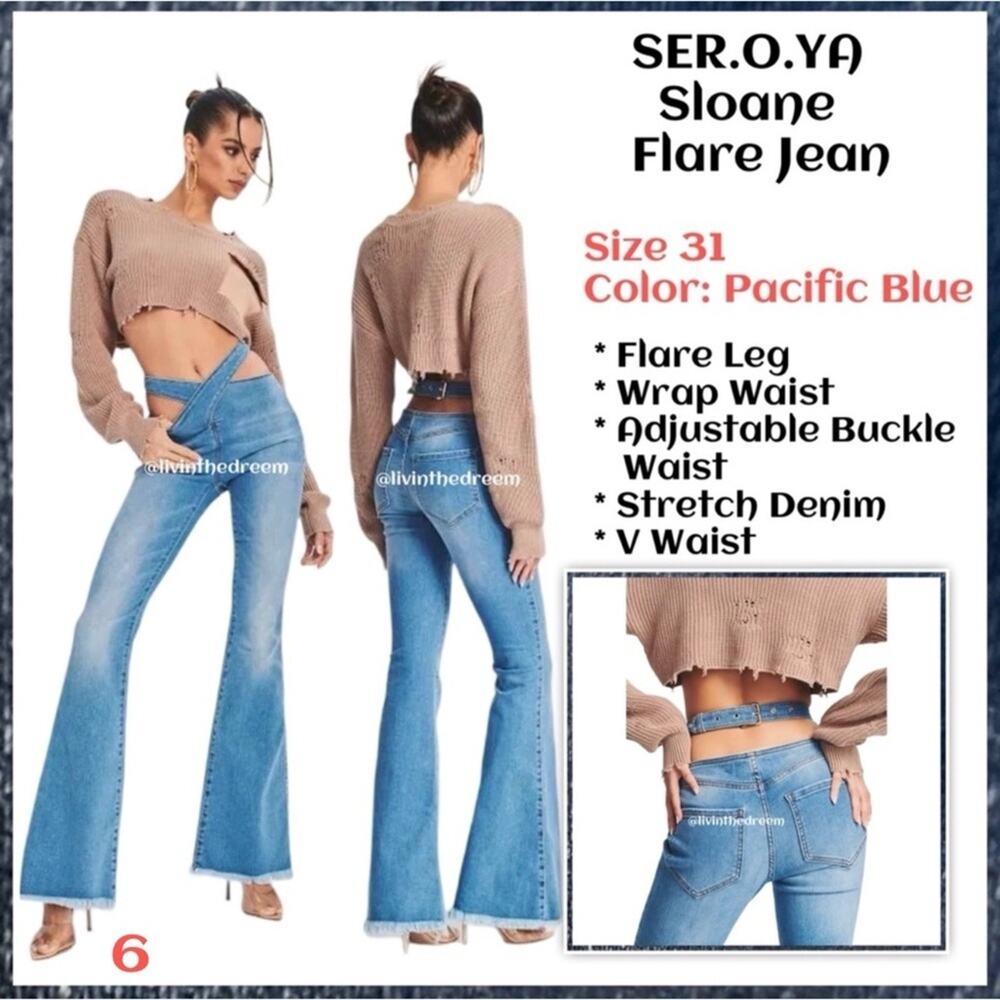 SER.O.YA Sloane Flare Jean SZ 31 Pacific Blue $295